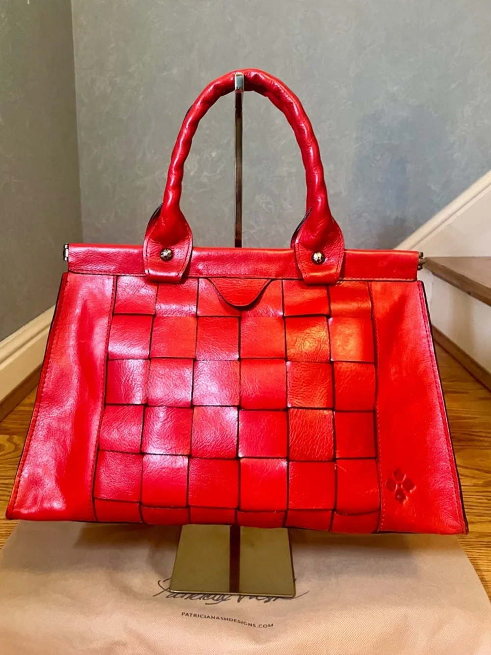 Patricia Nash Leather Basketweave Zaragoza Satchel - Picture 3 of 6